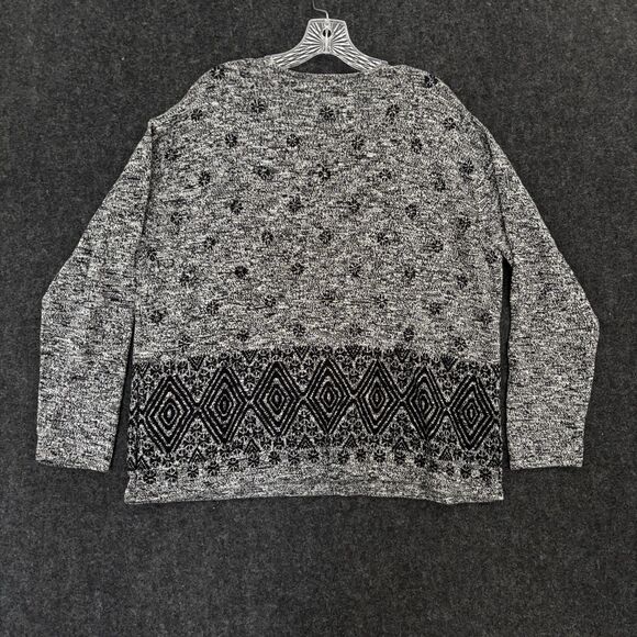 J. Jill Sweater Women's Large Gray Black Crewneck Pullover Wool - Picture 3 of 8